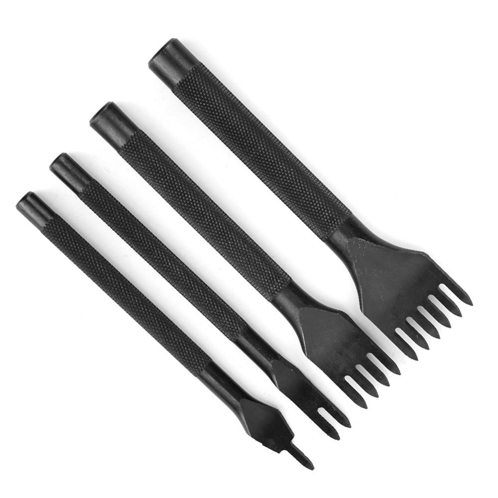 4pcs 3mm 4mm 5mm Diamond Chisel Set 1/2/4/6 Prong Hole Punch Tool  For Card Belt Holders