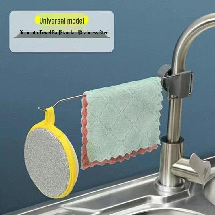 

Stainless Steel Kitchen Faucet Storage Rack for Sponges, Dishcloths, and Drainer Basket