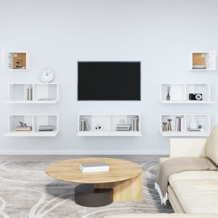 VidaXL Ensemble de meubles TV 7 pcs Blanc Bois d'ingénierie 3114542