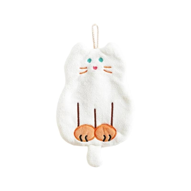 

Children Hand Towel Cats Towel Microfibre Absorbent Towels Hanging Quick Drying Absorbent Wash Cloths for Kitchens белый