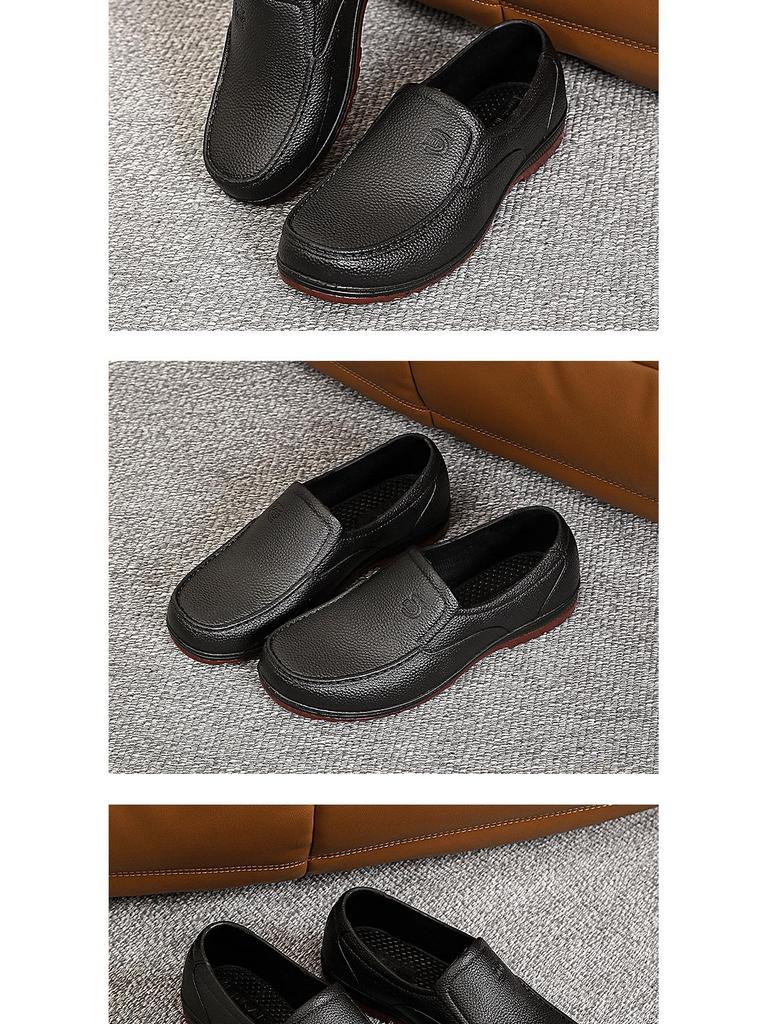 Men's Plastic Low-Top Kitchen Rain Boots: Waterproof, Oil-Proof, Non-Slip, Labor Protection Rubber Shoes for Construction Sites and Fishing.