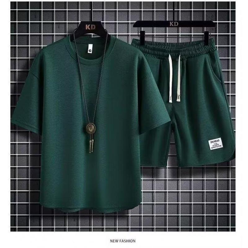 2024 Summer Men's Casual Sports Set: Trendy Short Sleeve T-shirt & Five-Point Shorts - Hong Kong Style