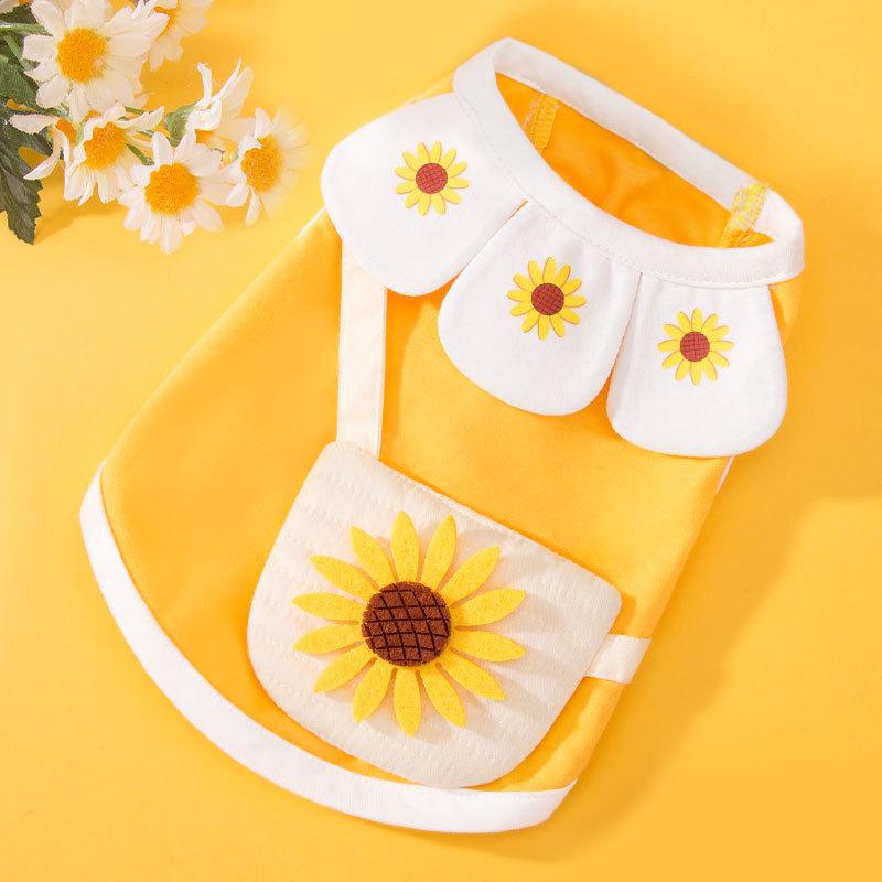 

Spring Summer Teddy Bigbear Petal Collar Braided Strap Satchel Small and Medium Dog Vest Cat Puppy Dog Pet Clothes XL (recommended weight 11-7.5 kg)