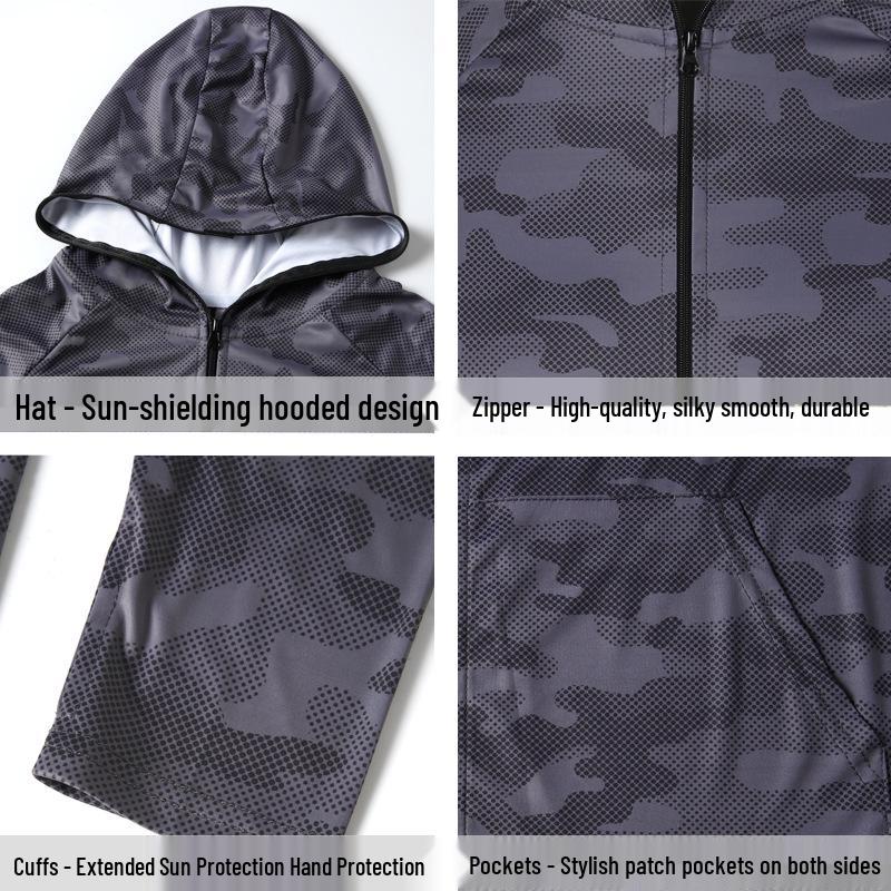 Men's Lightweight Camouflage Ice Silk Sun Protection Suit for Outdoor Fishing - Breathable & Anti-Mosquito