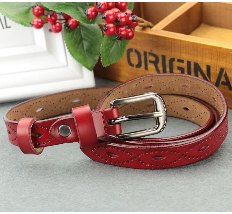 Leaf Genuine Graphic Leather Women Waist Belt Retro Pin Closure Daily Decoration