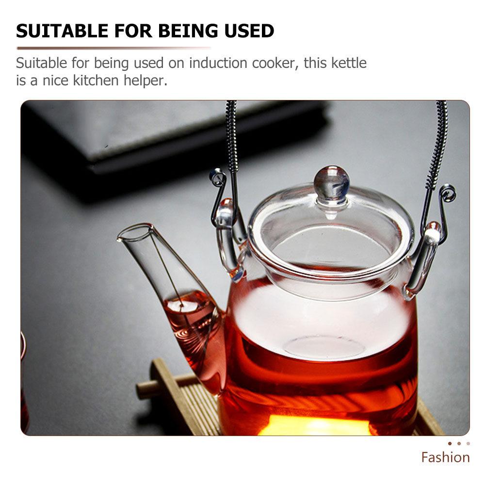 Glass Tea Kettle for Stovetop Induction Heating Transparent Heat-Resistant Tea Brewing Pot Elegant Simple Design Household