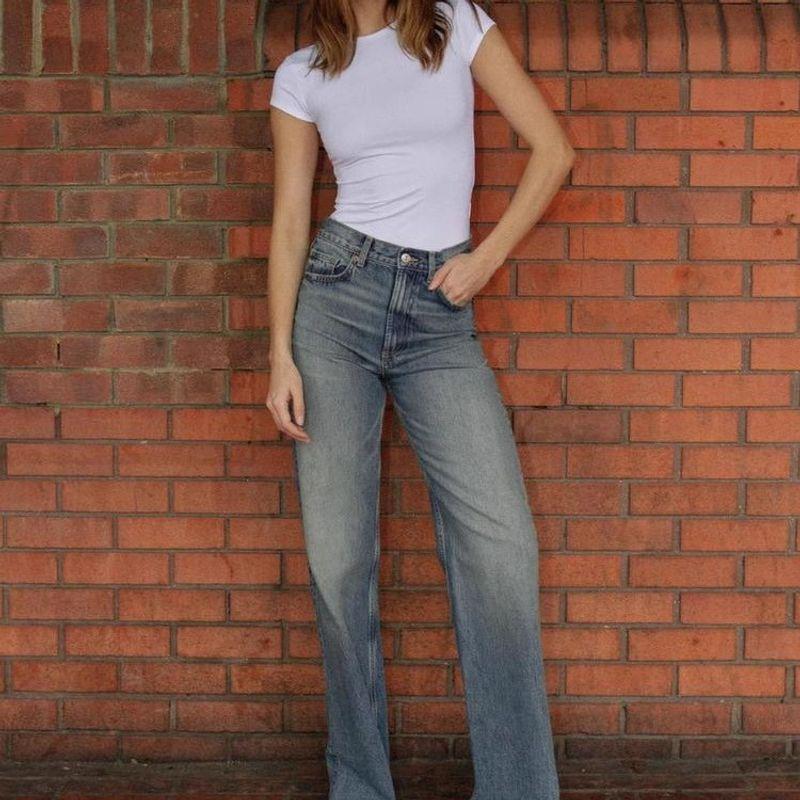 Spring New Trend Easiest for Match Boyfriend Style High Waist Casual Loose Slimming and Wide Leg Denim 6045022