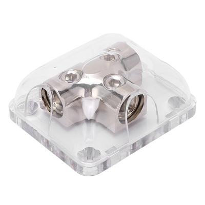 2 Way Power Distribution Block 0GA 1 In 2 Out Zinc Alloy Chrome Plated Universal for Car Boat