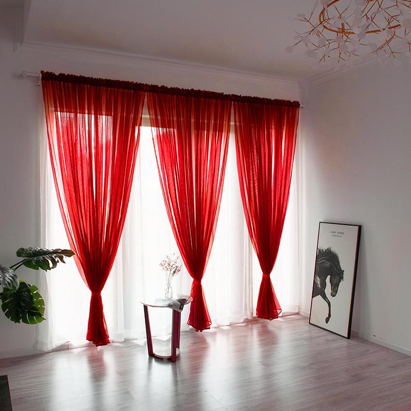 2026 NEW European American Style Multicolor Sheer Curtain Bay Window Screening Solid Door Curtains Drape Panel Tulle for Living Room