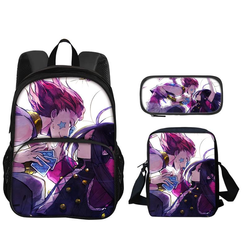 JoJo's Bizarre Adventure Knapsack Pen Carrier Carry Bag 3pcs Set Versatile Spacious Boys Plus Girls School Birthday Best Gift