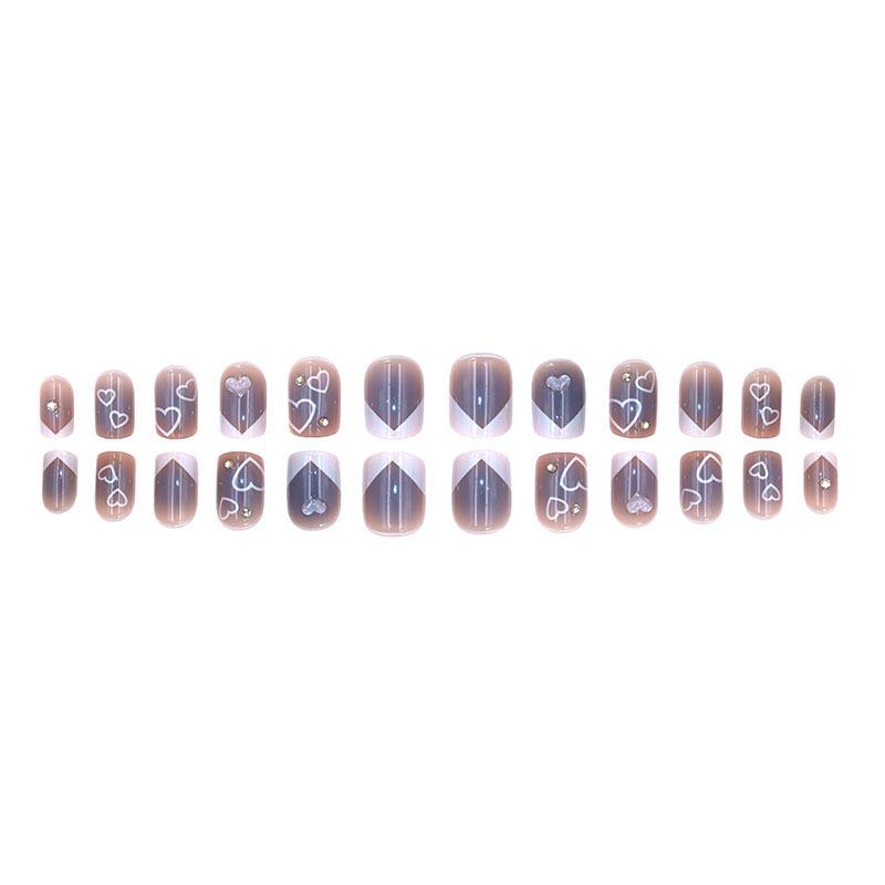 Luxury Sparkling Purple Heart Nail Art Tips - Removable and Wearable