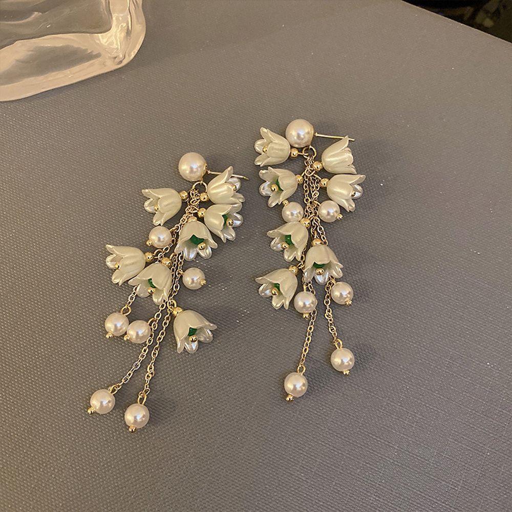 Gift Tassel Sweet Flower Cute Pearl Earrings Korean Style Ear Drop Female Earrings Dangle Earrings
