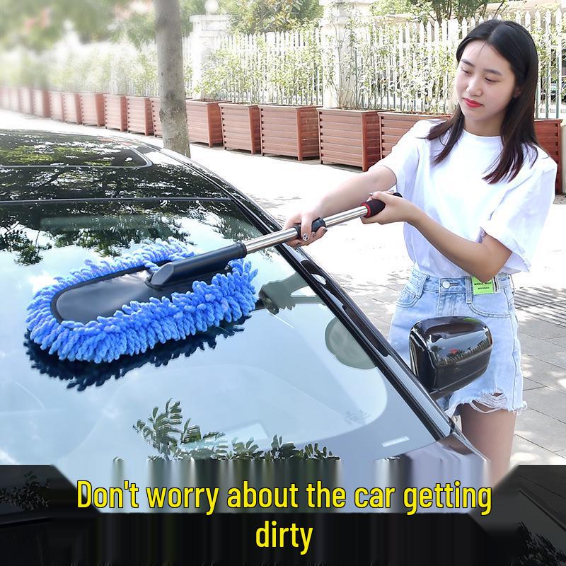 Soft Bristle Car Wash Mop - Gentle Dusting & Cleaning Brush