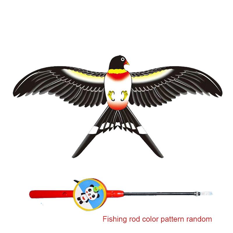 Non-Toxic Mini Fishing Rod Kite For Kids Vivid Butterfly Swallow Parrot Easy To Fly Goldfish Kites For Toddler Outdoor Beach Park Beginner