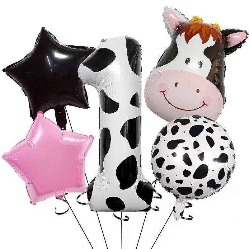 Cattle-themed Digital Balloons Set for Children's Birthday Party Decoration Balloon Set