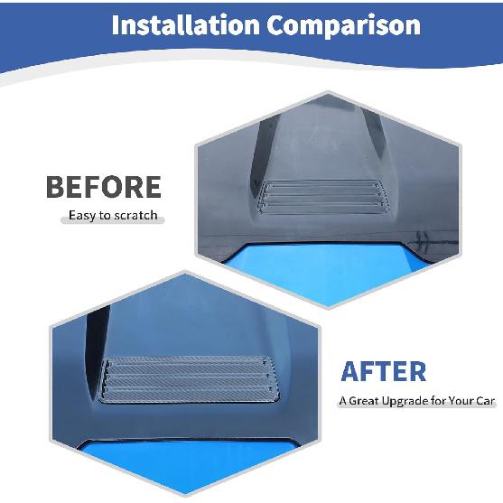 for Silverado Hood Scoops Trim Cover Decal Carbon Fiber for Chevrolet Silverado 2022-Present Black Carbon Fiber Exterior Accessories