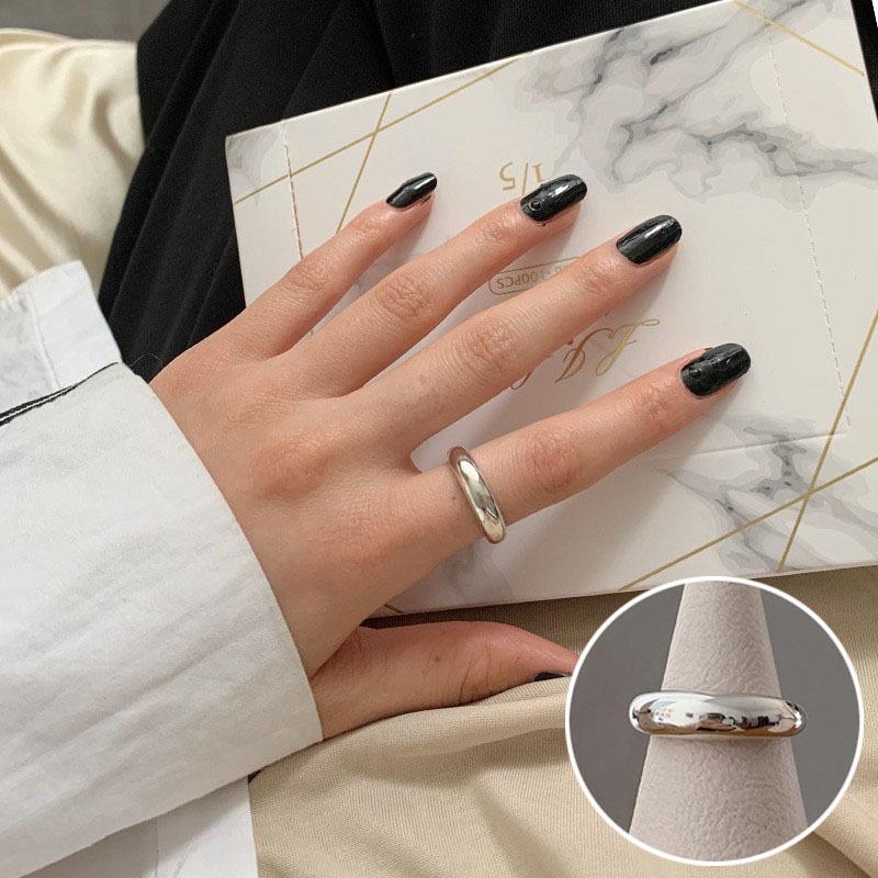 S925 Silver-Plated Geometric Wave Ring: Retro, Wide-Rimmed, Open Design for Women