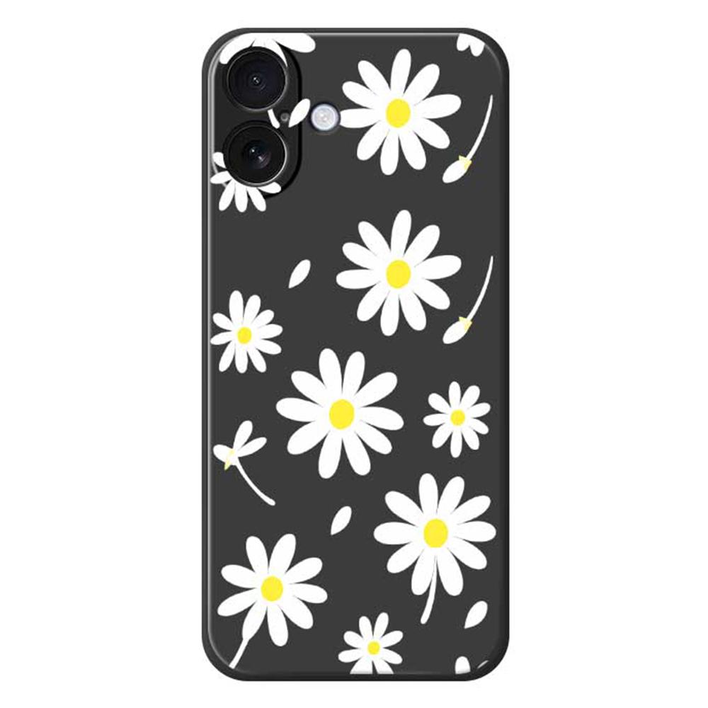 For iPhone 17 Case White Daisy Pattern Printing Straight Edge TPU Phone Back Cover
