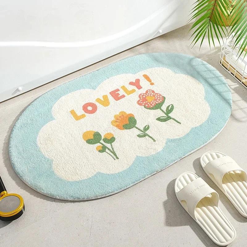 

Fluffy Soft Bath Mat Absorbent Non-Slip Floor rug Bathroom door Mat Foot Pad Shower room Carpet Entrance Doormat Home Decor L60xW40cm
