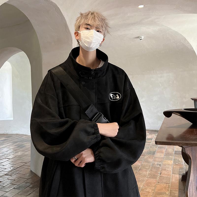 Men's Retro Heavyweight Suede Stand-up Collar Winter Jacket - Casual, Versatile, Trendy Outerwear