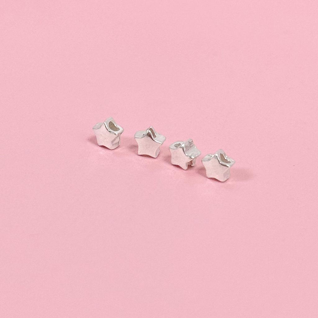 S925 Sterling Silver Five-Pointed Star Spacer Beads for DIY Jewelry and Bracelet Crafting