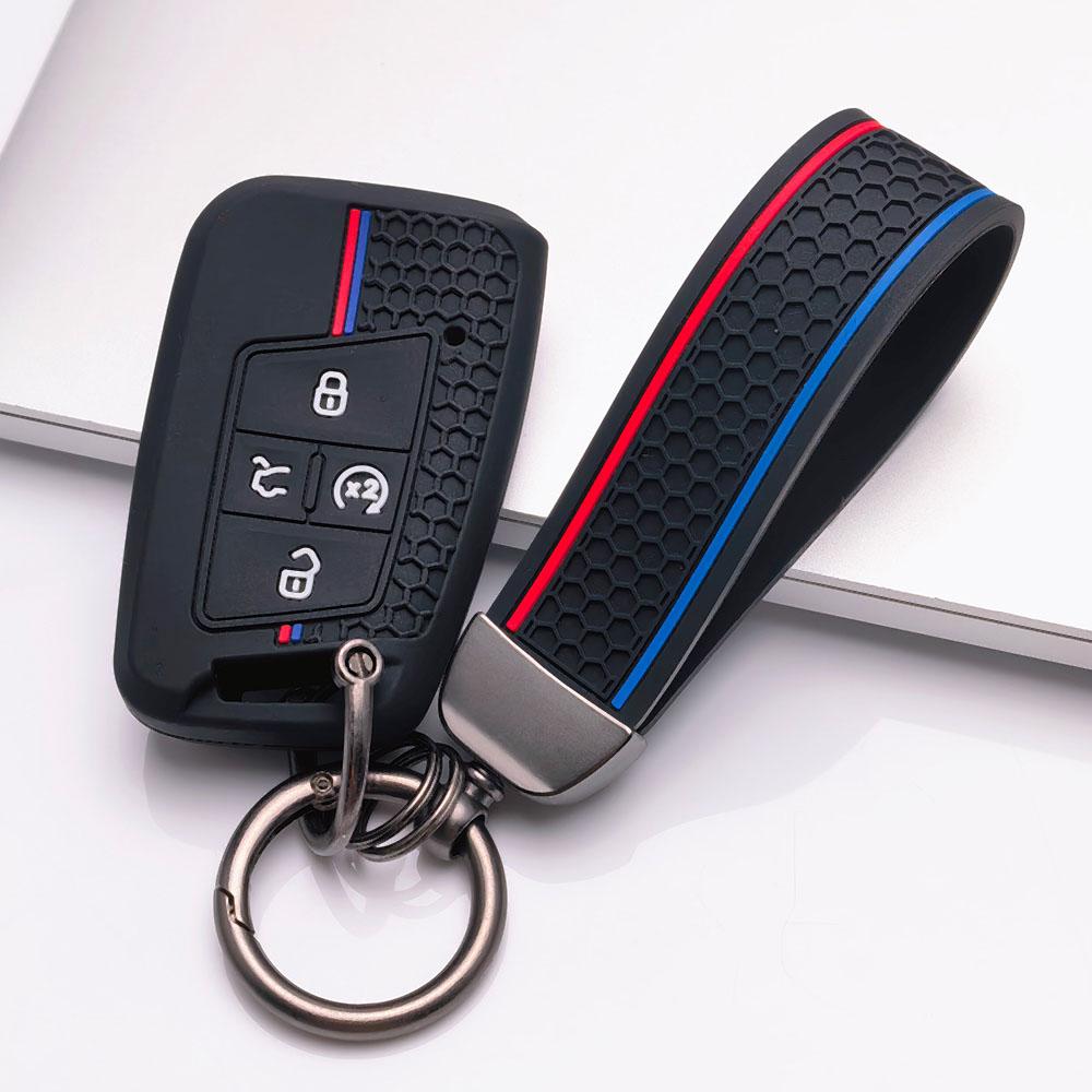 4 Button Silicone Key Fob Cover keychain for VW Golf 8 Magotan B9 Passat Tayron Lamando L, Fits VW Golf Passat, Anti-Scratch Protective Case