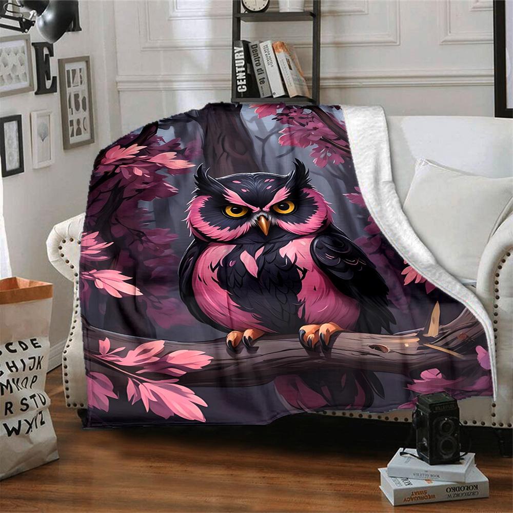 1pc Fantasy Owl Artwork Blanket - Lightweight Flannel Fleece with Digital Printing, Soft Warm for Sofa, Travel, Camping, Office yy251018267