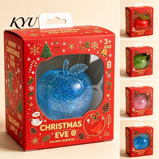 Office Stress Reliever Fruit Squeeze Sensory Toy, Christmas Shaped Soft Slow Rise Fidget Gift for Kids Cute Novelty Relief Toy Adults Anxiety