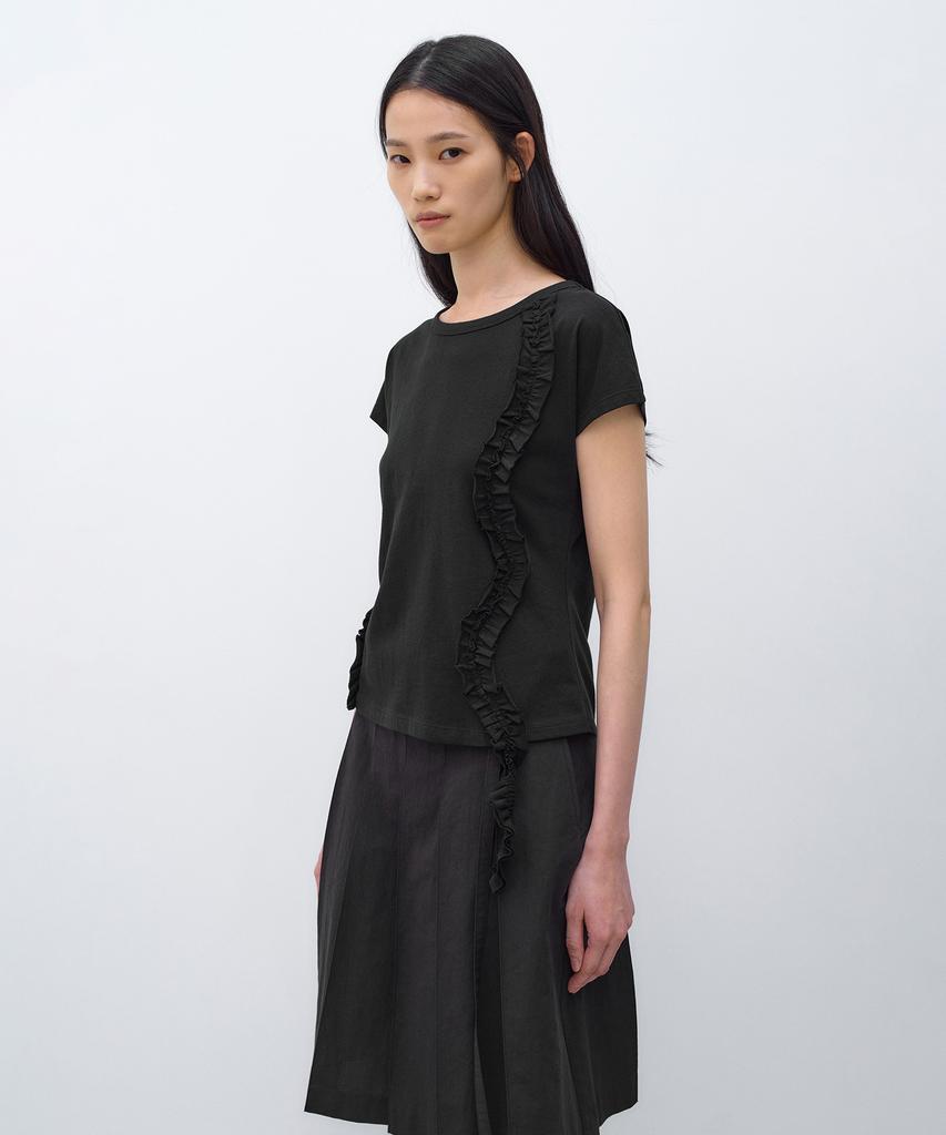 INSILENCE WOMEN Frill Strap Pigment Top Black