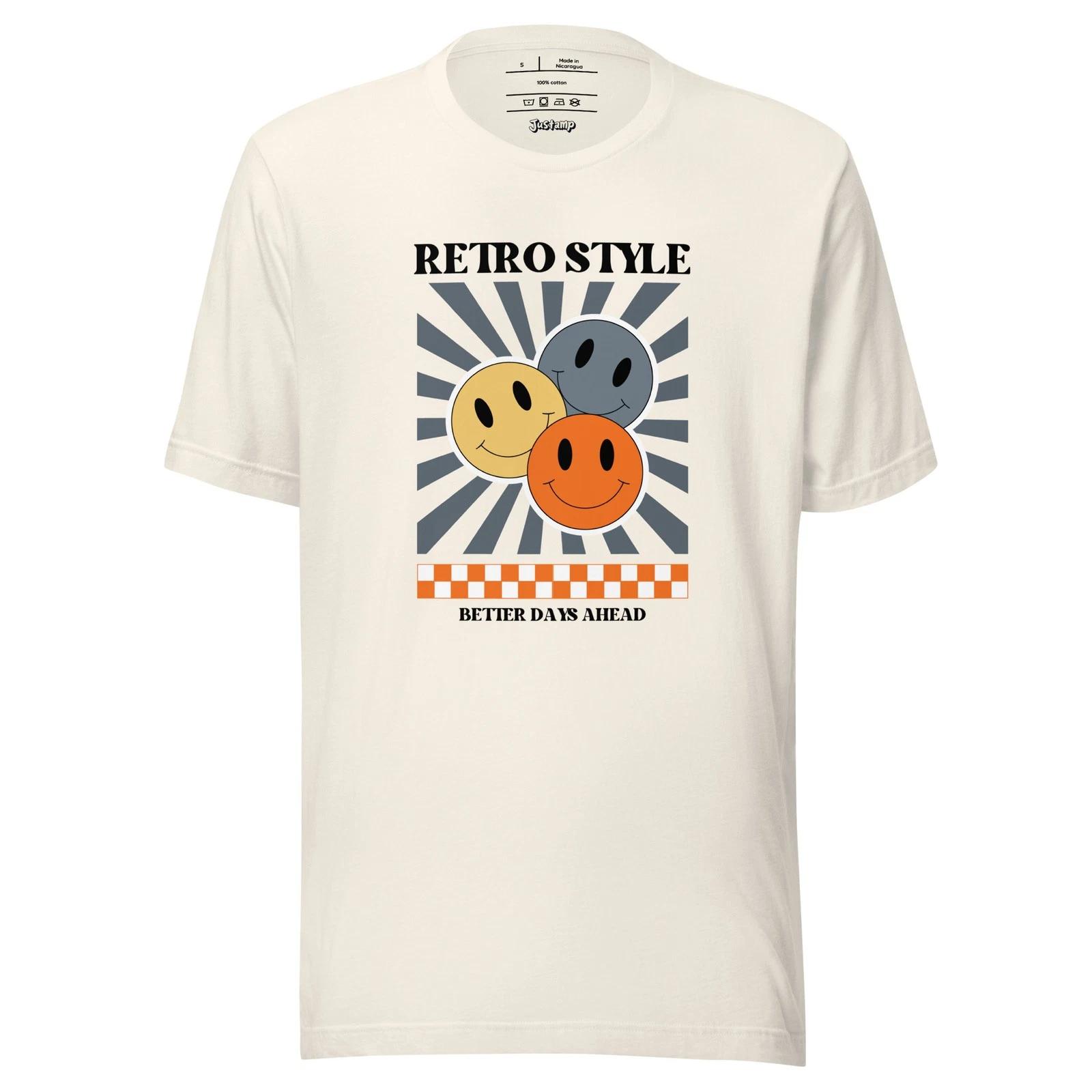 Retro Smiley Faces Checkerboard Aesthetic Graphic T-Shirt 2XL