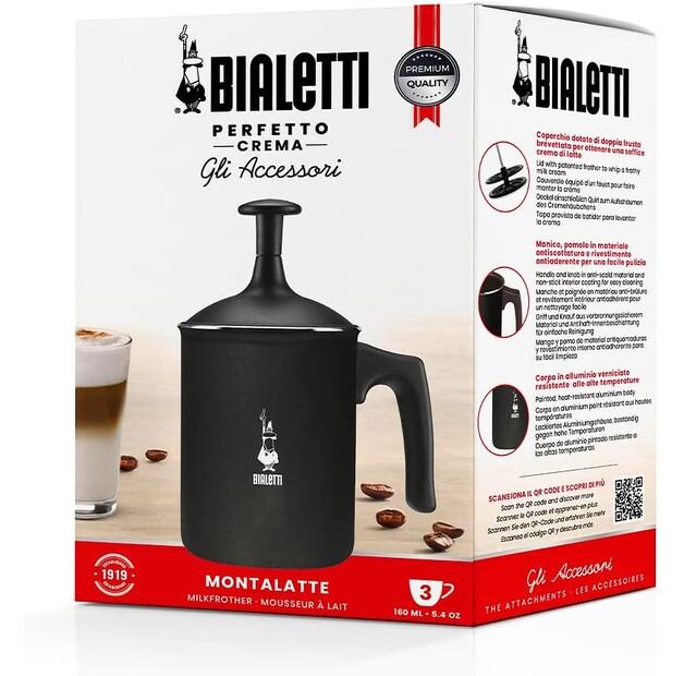 Вспениватель молока Bialetti Tutto Crema ручной, 3 чашки, черный