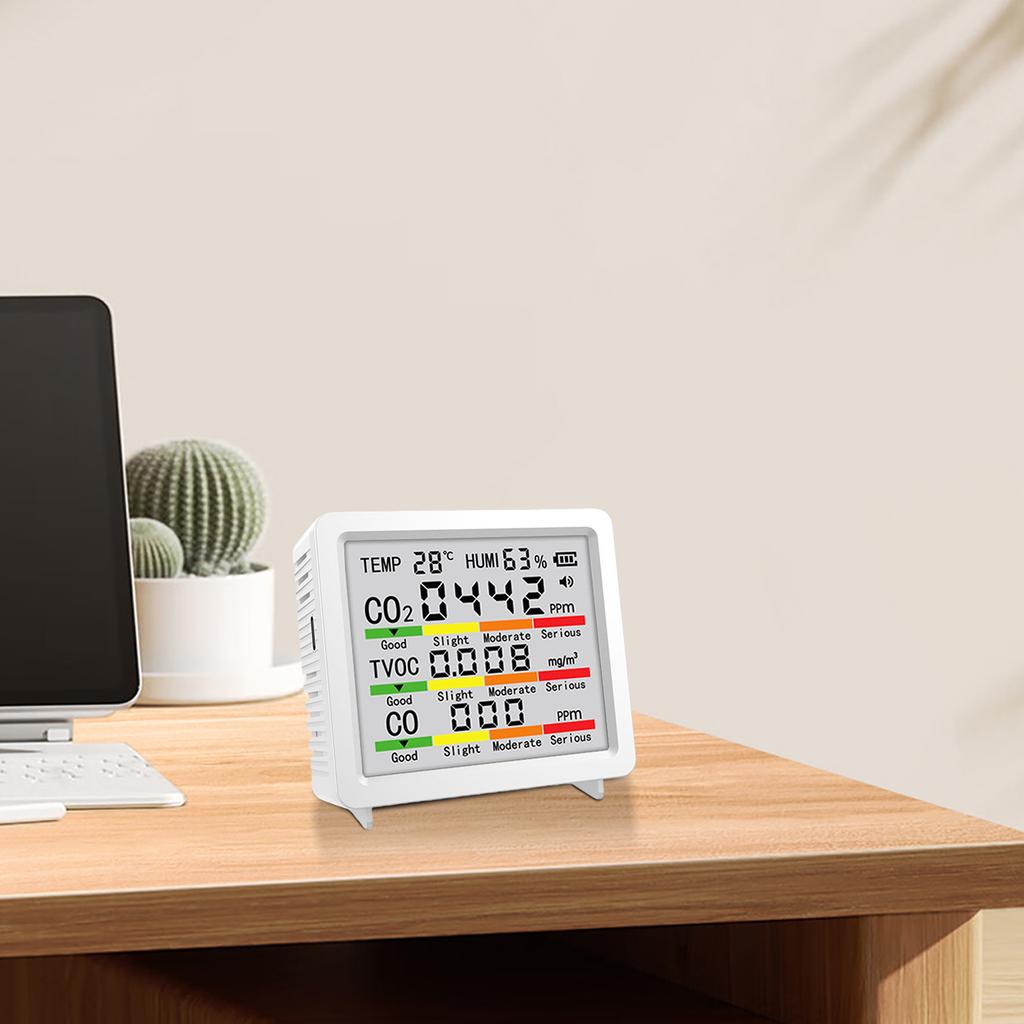 Portable Real-Time Detector TVOC Temperature Humidity CO CO2 Detection Portable Smart Air Quality Tester for Home Office