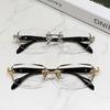 Women's Slim Frameless Anti-Blue Light Reading Glasses - Fashionable Plain Face Slimming Design with Cut Edge Style.
