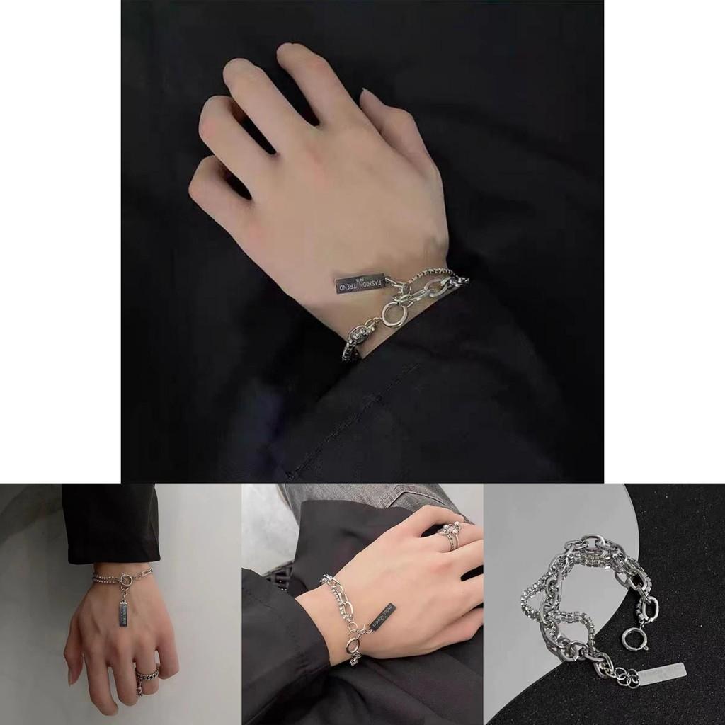 Double Fashionable Unisex Layer Bracelet Highend Alloy With Geometric Shapes