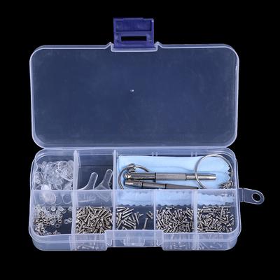 Eyeglass Sun Glasses Repair Tool Assortment Kit Screw Nut Nose Pad Ear Hook