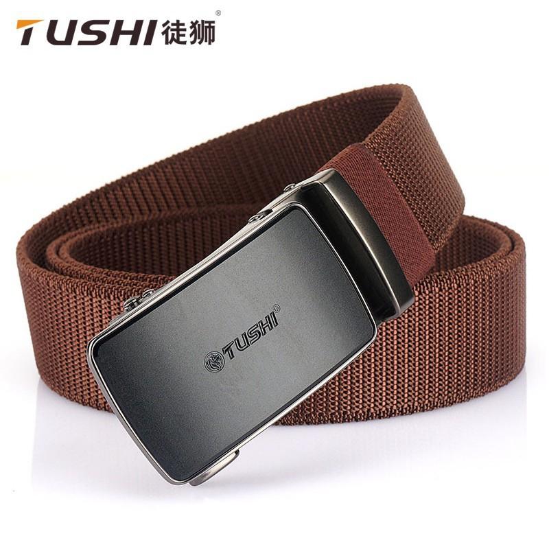 Automatic Buckle Elastic Nylon Waist Belt Outdoor Training Men's Pants
