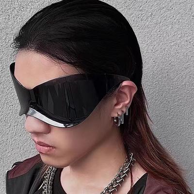 Nowe Okulary Y2K Damskie Modne Srebrne Duże Okulary Przeciwsłoneczne Odblaskowe Osobiste Okulary Rowerowe Podróżne