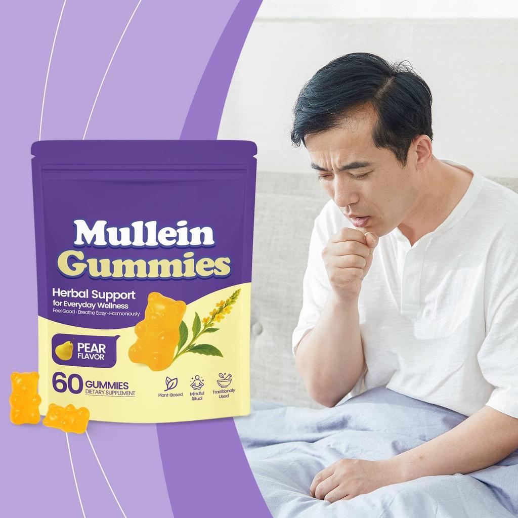 Woolen Flower Cough And Breathing Health, Gentle Extract Care Respiratory Health Mullein Gummie