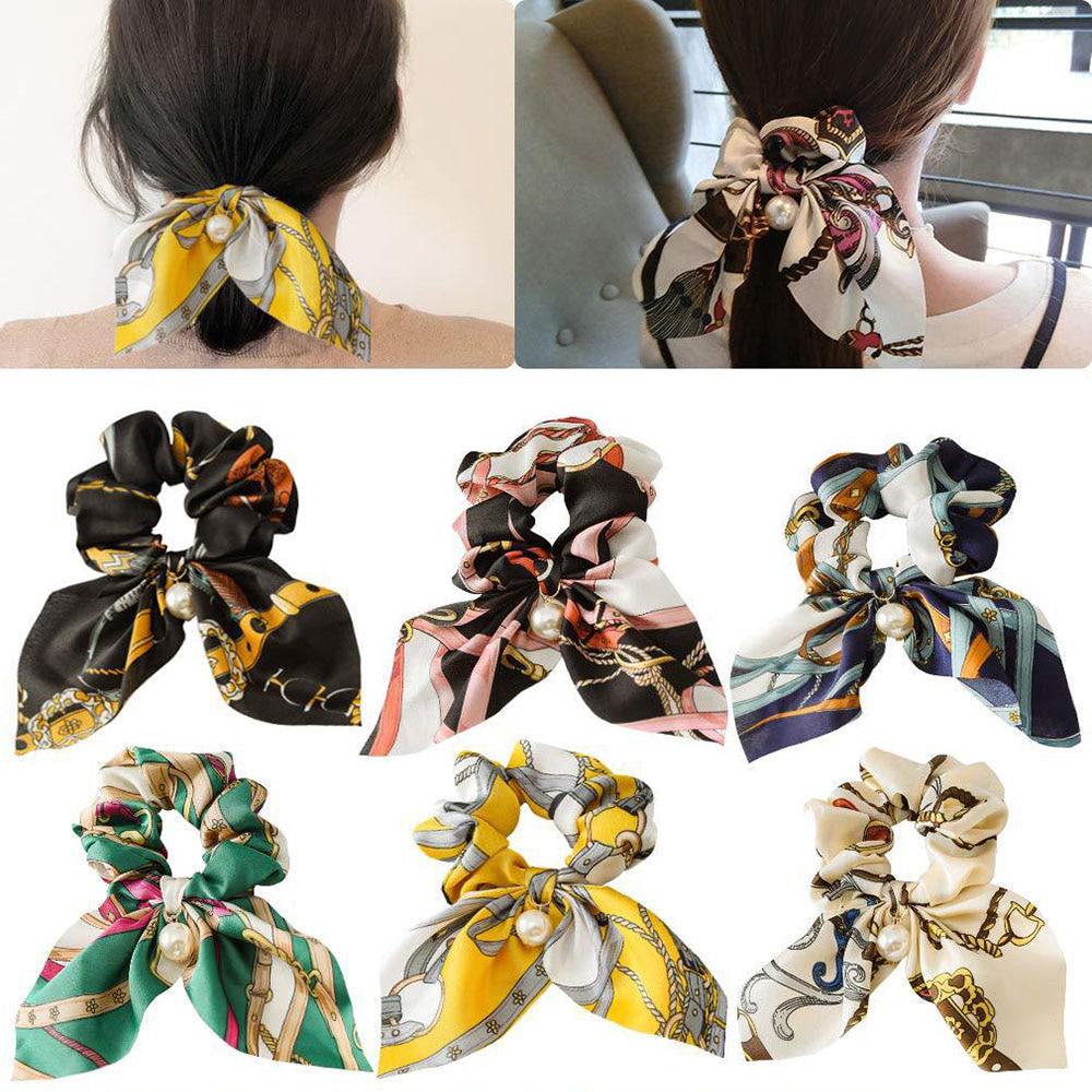 Chiffon Bow Hair For Women Girl Scrunchies Streamers Bowknot Hair Rope Hair Ties