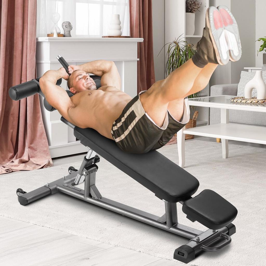 Sit Up Bench, Decline Ab Bench with Reverse Crunch Handle, with 4 Adjustable Height Settings, Heavy Duty Steel, 453 Kg Capacity, for Home Gym