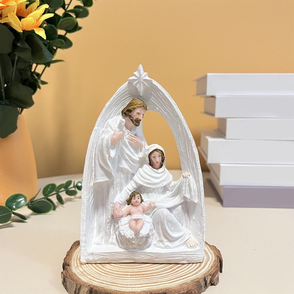 Christmas Nativity Figurines,Resin Stable Nativity Scene Holy Family Collectable Decors,Christmas Desktop Ornament