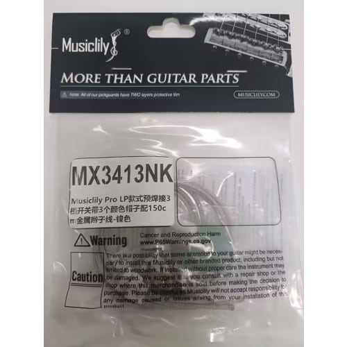 Musiclily Pro Pre-Wired 3-Way Toggle Switch with Braided Metal Wire, Soldered, Nickel for LP Les Paul Electric Guitars