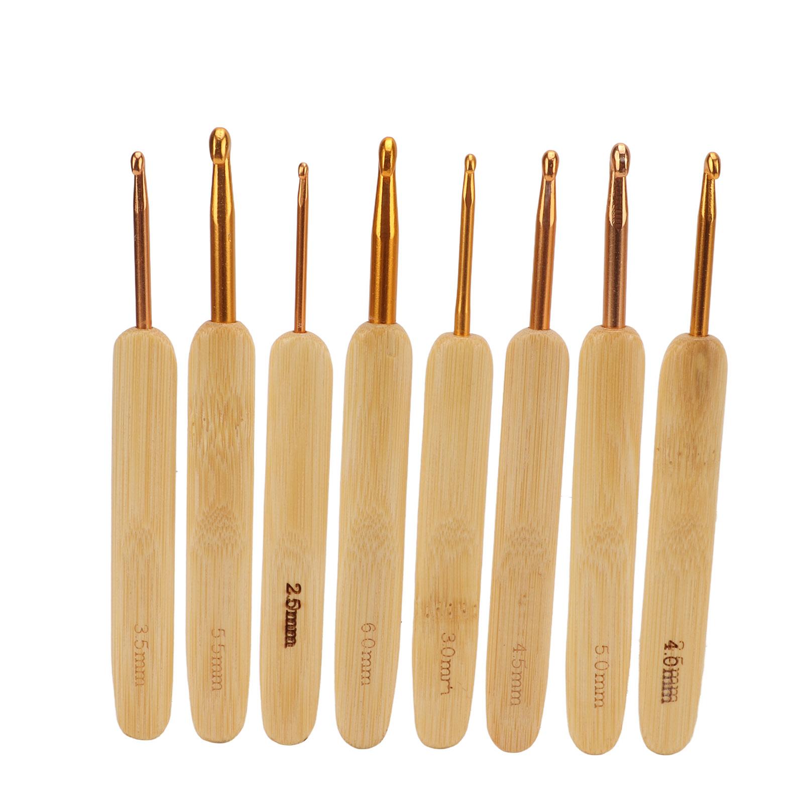 

8pcs Crochet Hooks Ergonomic Design Stainless Steel Material White Bamboo Handle Knitting Needles Set for Weaving