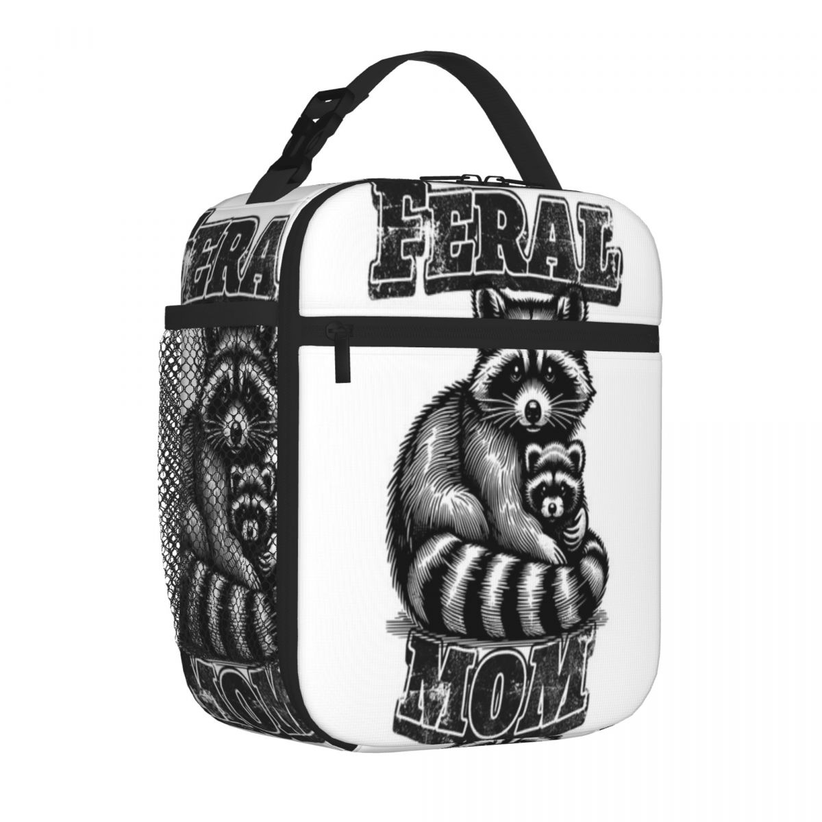 Bestselling Feral Mom Raccoon Camouflage Lunch Box Bag Outdoor Barbecue Large Lunch Bag One Size