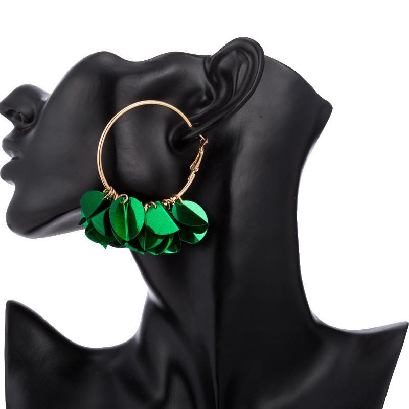 Sequin Flower Colorful Earrings In Alloy For Trendy And Creative Style