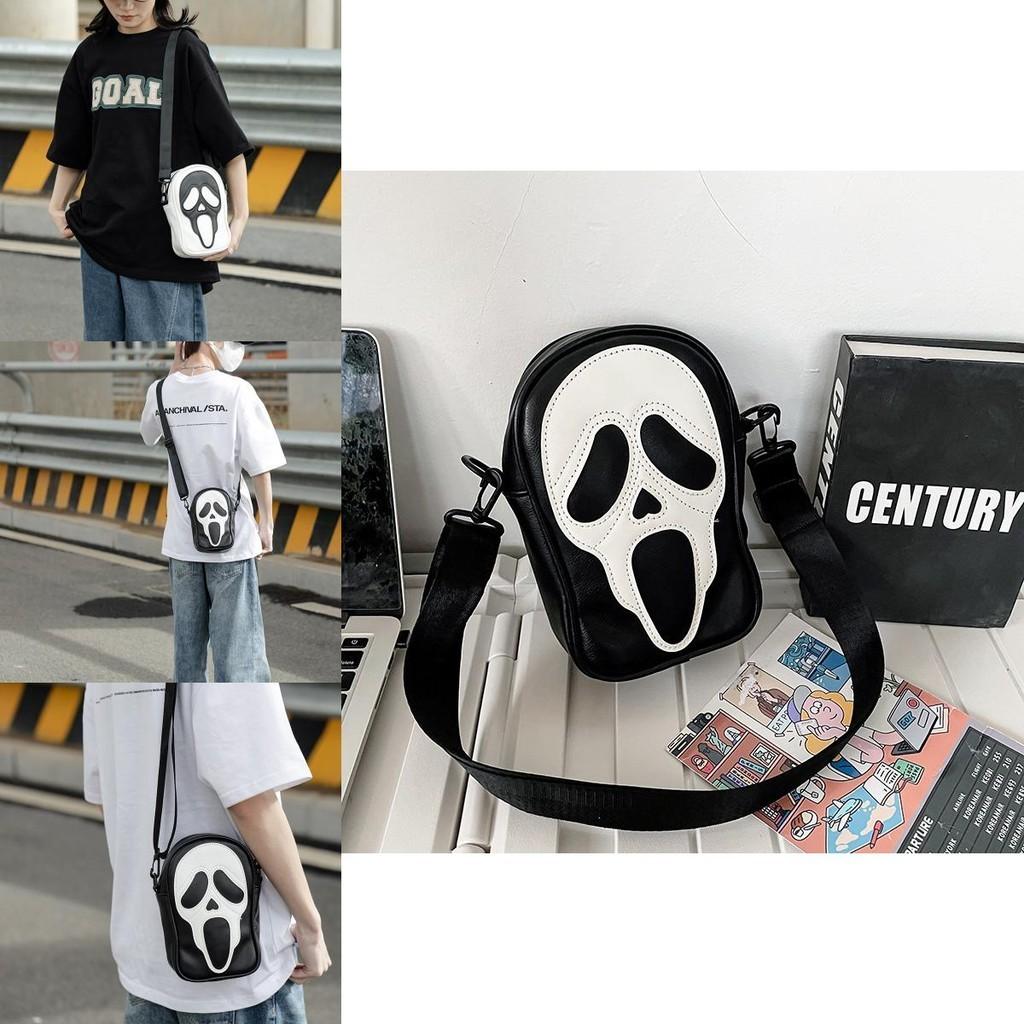 Trendy Ghost Skull Crossbody Bag Small Pu Shoulder Bag For Men And Women