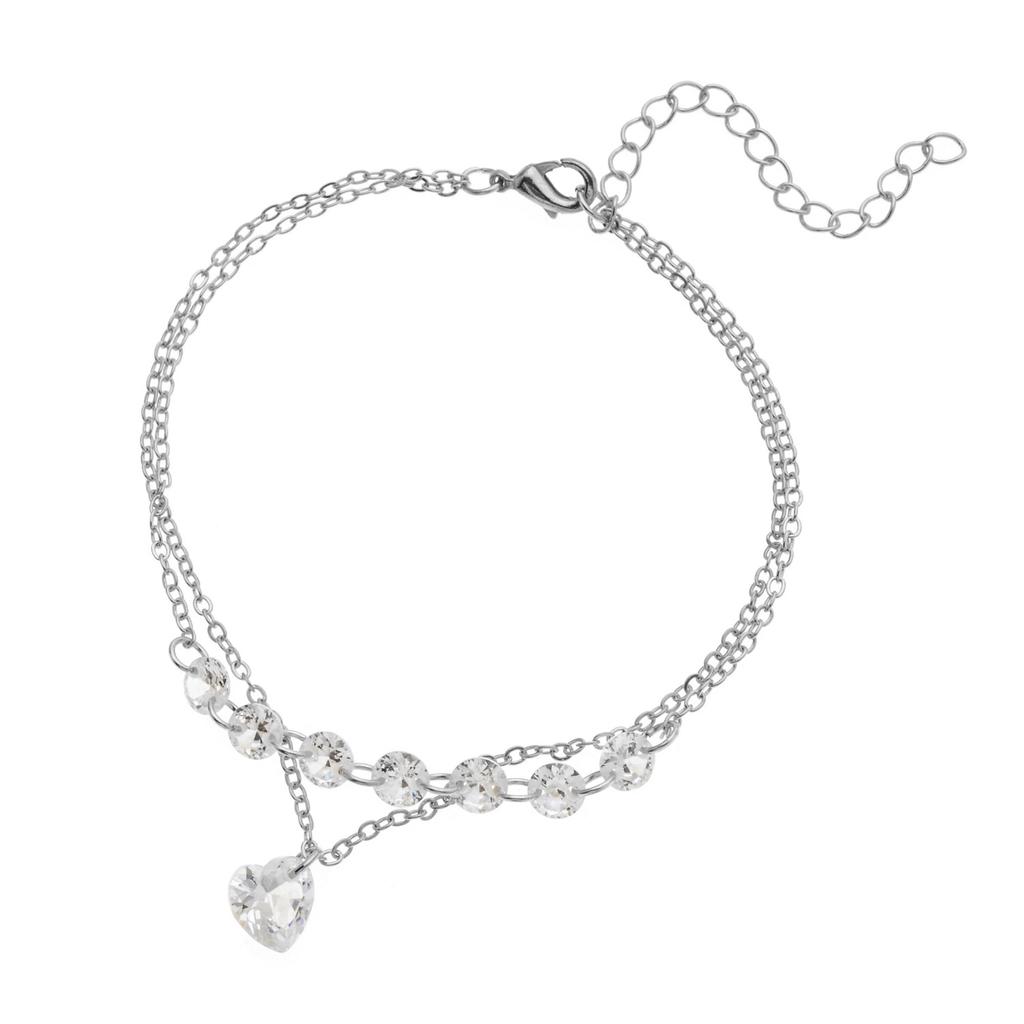 Personality Double Love Rhinestone Bracelet Crystal Sweet Fashion Wild Bracelet Women's Jewelry Bracelet Femme Acier Nurse
