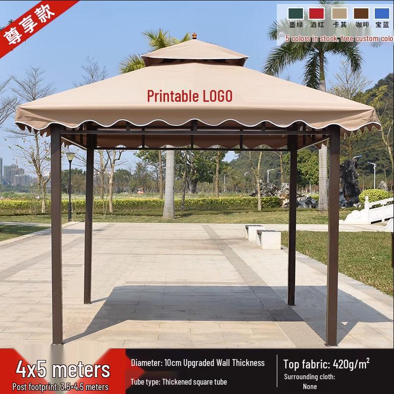 Wrought Iron Outdoor Gazebo Pavilion Canopy for Courtyard, Balcony & Rooftop Garden – Sunshade & Rain Shelter