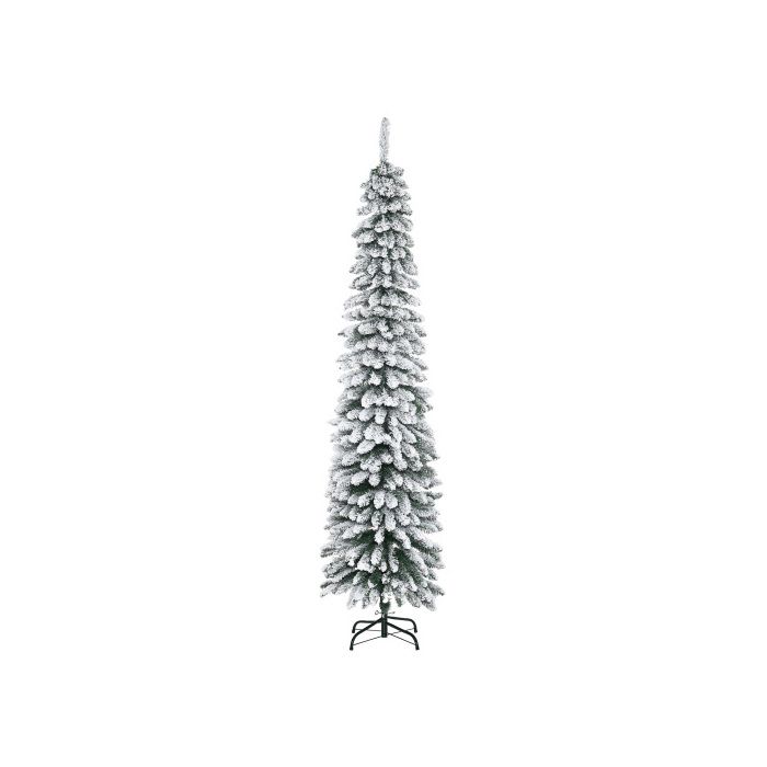 HOMCOM Sapin De Noël Artificiel, Enneigé, Design Étroit, Ignifuge, 210 Cm, Vert/blanc