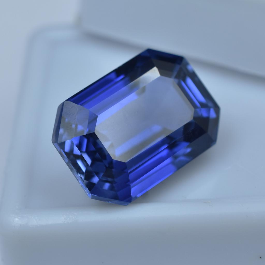 Natural Blue Tanzanite Loose Gemstone Dark 12.90 Ct Emerald Cut for Jewelry Making and Crafts